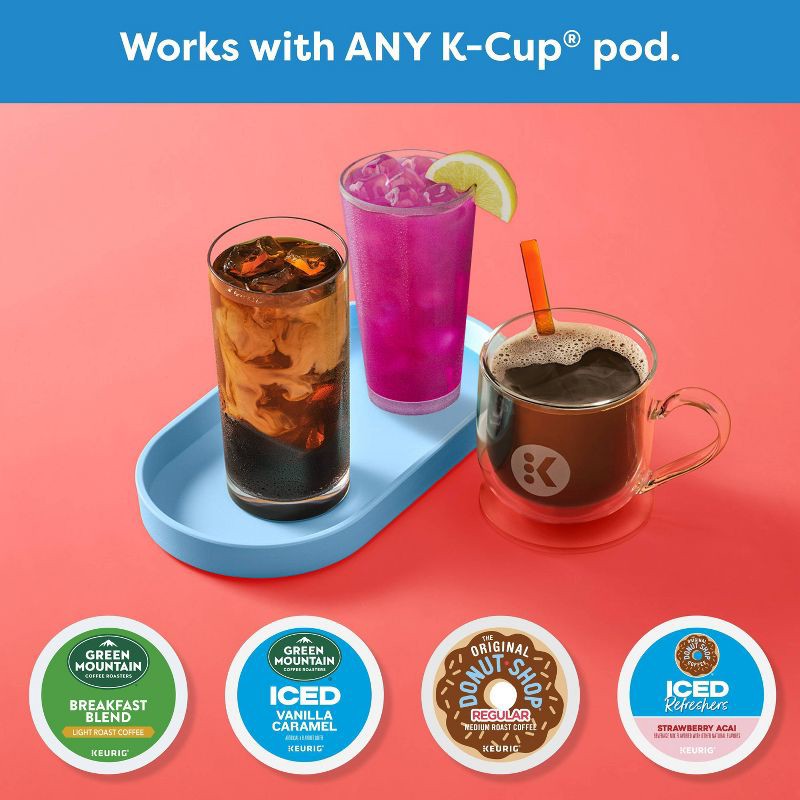 slide 9 of 13, Keurig K-Iced Plus Single-Serve Coffee Maker Moon Light Gray: Brews Iced Coffee, Fits Travel Mug, Removable Water Reservoir, 1 ct