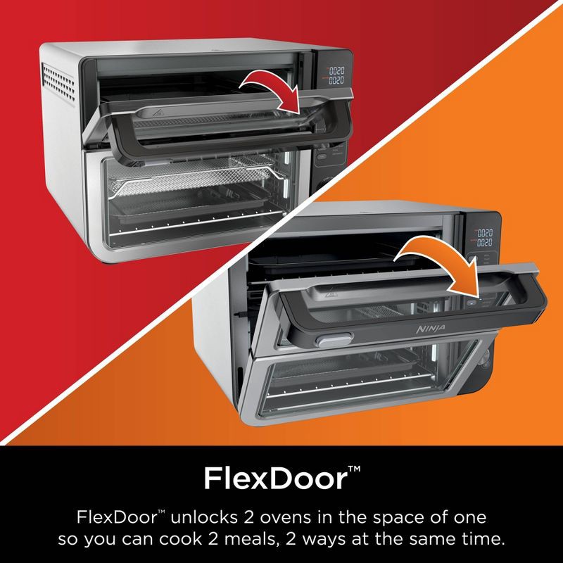 slide 2 of 11, Ninja 12-in-1 Double Oven with FlexDoor, FlavorSeal & Smart Finish, Rapid Top Oven, Convection and Air Fry Bottom Oven - DCT401, 1 ct