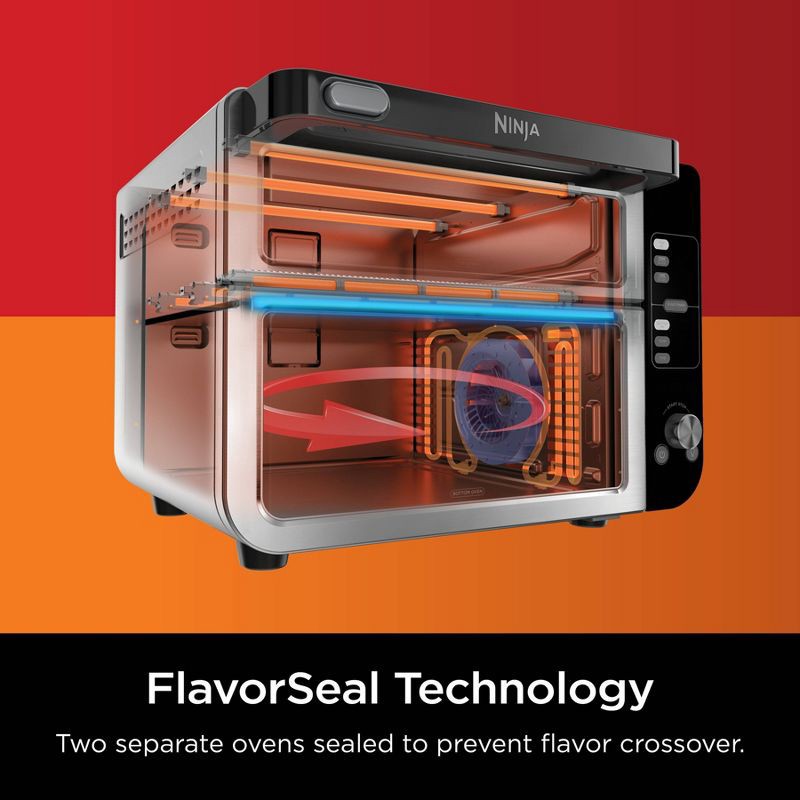 slide 3 of 11, Ninja 12-in-1 Double Oven with FlexDoor, FlavorSeal & Smart Finish, Rapid Top Oven, Convection and Air Fry Bottom Oven - DCT401, 1 ct