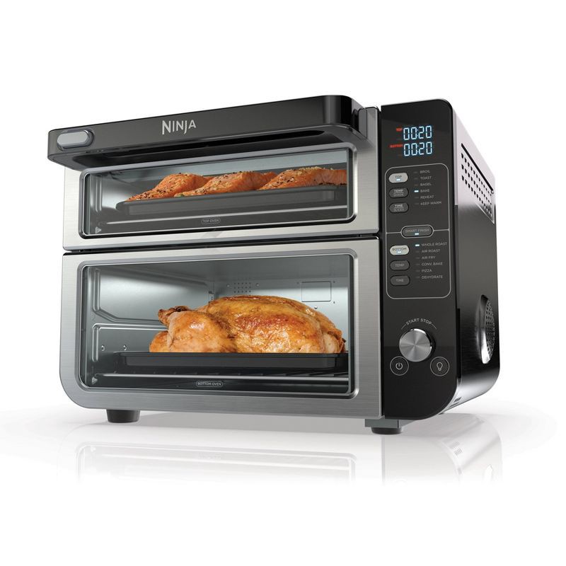 slide 1 of 11, Ninja 12-in-1 Double Oven with FlexDoor, FlavorSeal & Smart Finish, Rapid Top Oven, Convection and Air Fry Bottom Oven - DCT401, 1 ct