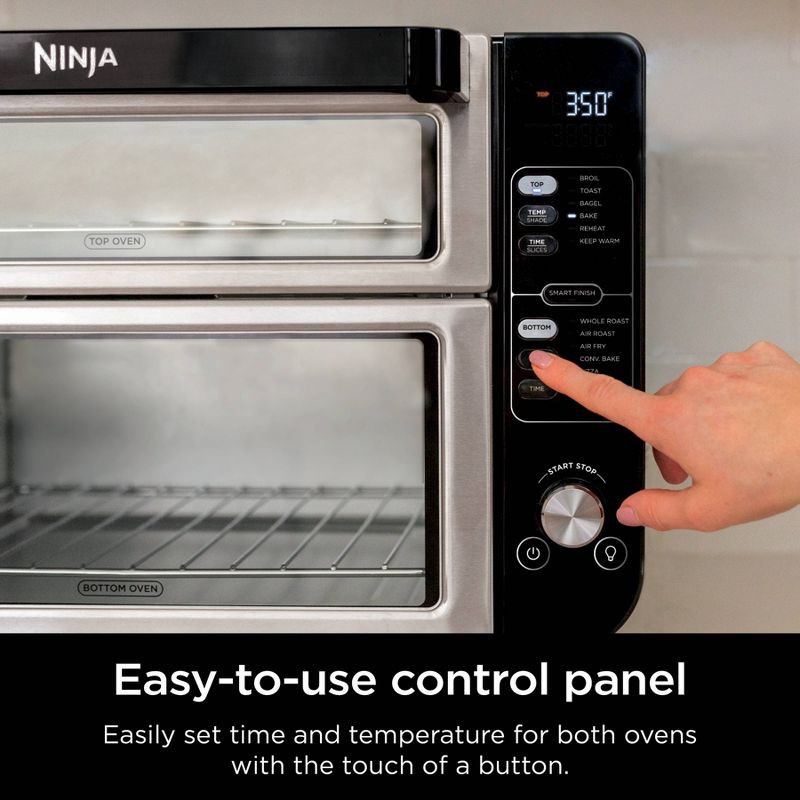 slide 10 of 11, Ninja 12-in-1 Double Oven with FlexDoor, FlavorSeal & Smart Finish, Rapid Top Oven, Convection and Air Fry Bottom Oven - DCT401, 1 ct