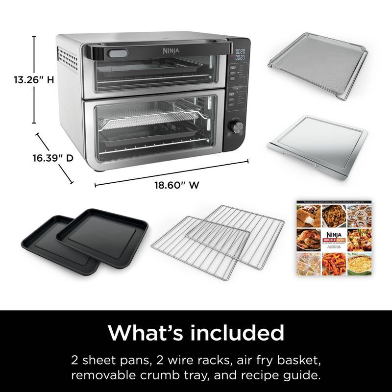 slide 11 of 11, Ninja 12-in-1 Double Oven with FlexDoor, FlavorSeal & Smart Finish, Rapid Top Oven, Convection and Air Fry Bottom Oven - DCT401, 1 ct