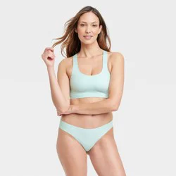 Women's Laser Cut Cheeky Bikini - Auden Green S 1 ct