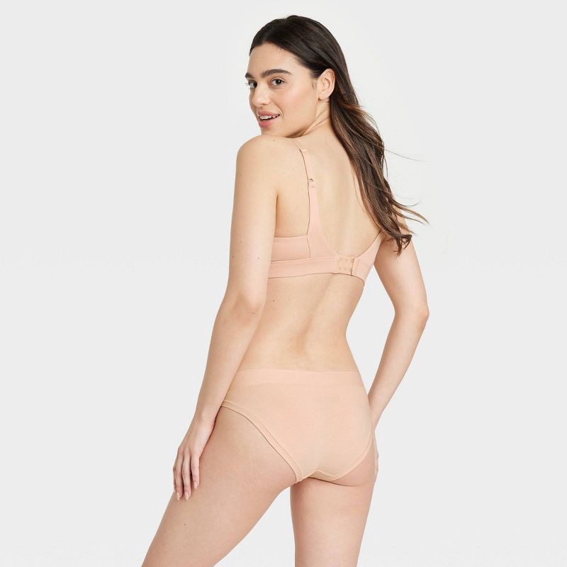 slide 2 of 5, Women's Cotton Stretch Bikini Underwear - Auden™ Beige XS: Mid Rise, Knit Jersey, Pull-On, 1 ct