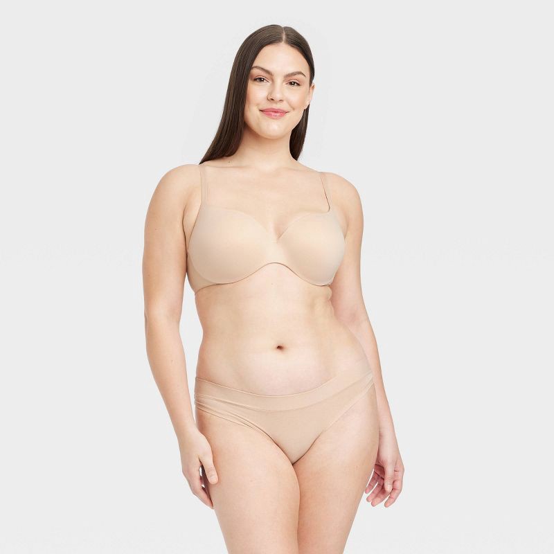 slide 4 of 5, Women's Cotton Stretch Bikini Underwear - Auden™ Beige XS: Mid Rise, Knit Jersey, Pull-On, 1 ct