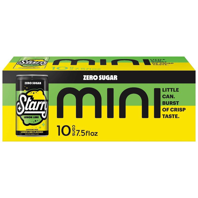 slide 2 of 6, Starry Zero Sugar Lemon Lime Soda - 10pk/7.5 fl oz Mini Cans, 10 ct; 7.5 fl oz