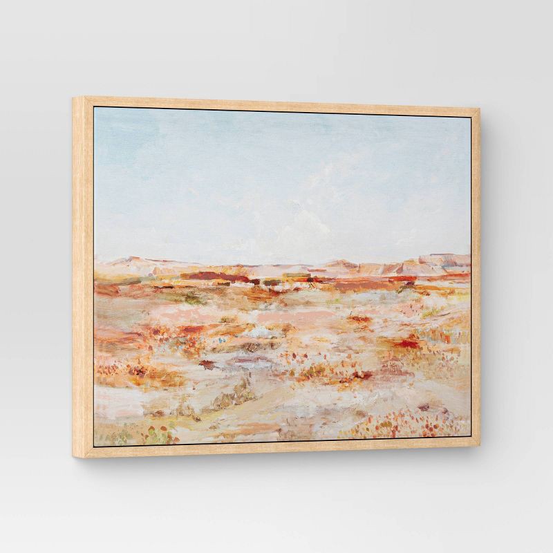 slide 3 of 4, 16" x 20" Warm Colors Landscape Framed Canvas Natural - Threshold™, 1 ct