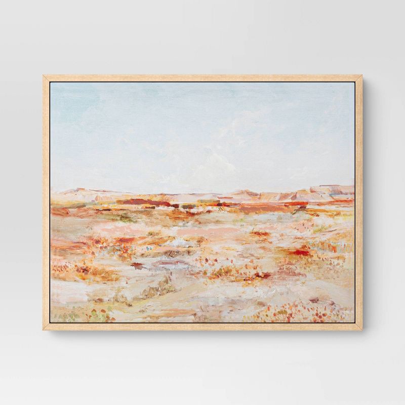 slide 1 of 4, 16" x 20" Warm Colors Landscape Framed Canvas Natural - Threshold™, 1 ct