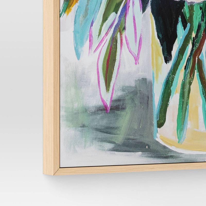 slide 4 of 4, 24" x 30" Colorful Floral Framed Canvas Natural - Threshold™, 1 ct