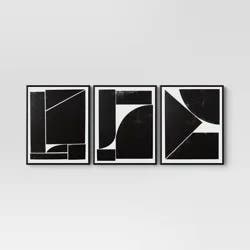 (Set of 3) 16" x 20" Alignment Framed Wall Canvas Set - Threshold™: Modern Geometric Digital Art, Sawtooth Back