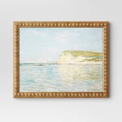 16&quot; x 20&quot; Silent Still Framed Wall Cotton Canvas Board - Threshold™: Polystyrene Gold Frame, Horizontal Landscape