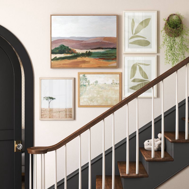 slide 2 of 6, (Set of 2) 16" x 20" Leaf Framed Wall Art Set Natural - Threshold™: Botanical Drawing, Beige Frame, Vertical Display, 1 ct