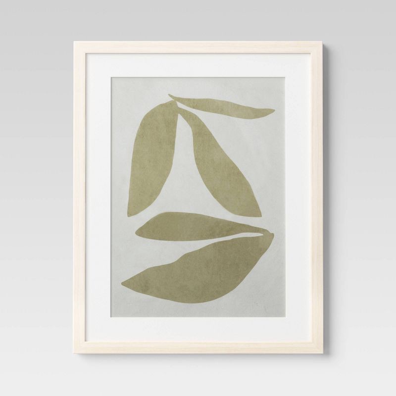 slide 4 of 6, (Set of 2) 16" x 20" Leaf Framed Wall Art Set Natural - Threshold™: Botanical Drawing, Beige Frame, Vertical Display, 1 ct