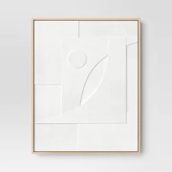 24" x 30" Dimensional II 3D Framed Wall Sculpture with Sand texture - Threshold™: Modern Canvas Art, Polystyrene Frame