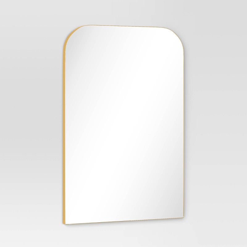 slide 3 of 4, 24" x 36" Infinity Mantle Mirror Brass - Threshold™: Rust-Resistant, Wall Mount, Modern Decor, 1 ct