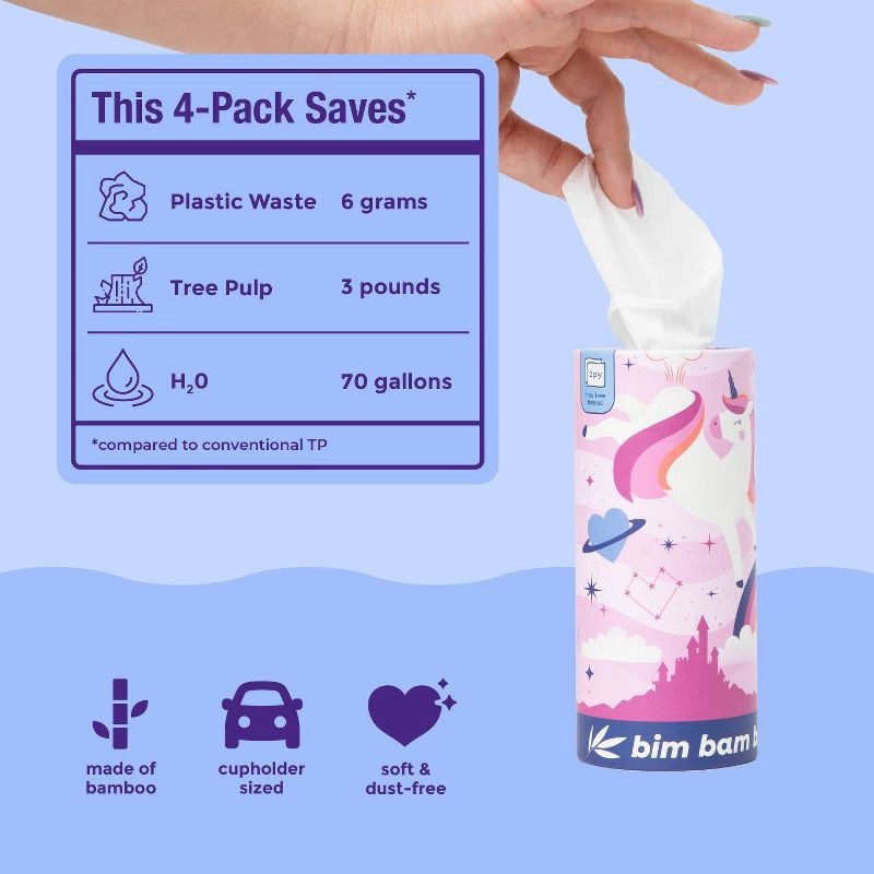 slide 6 of 8, Bim Bam Boo Tubular 3-Ply Bamboo Ultra Soft Facial Tissue - 4pk/160ct, 4 ct, 160 ct