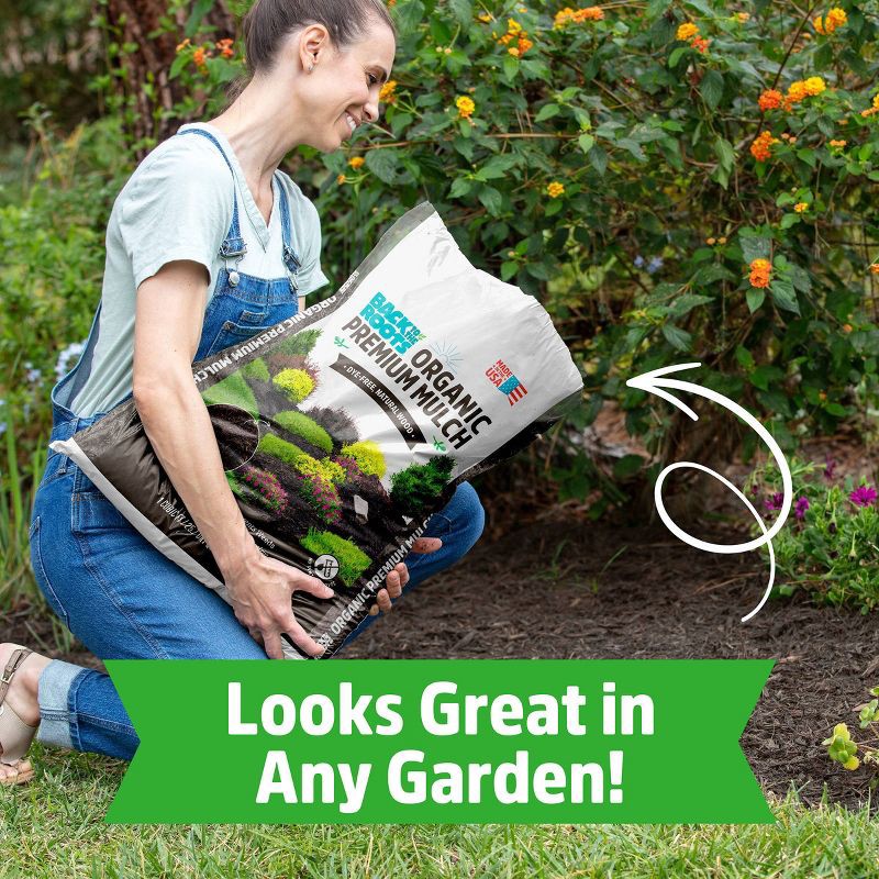 slide 6 of 12, Back to the Roots 20lbs Organic Premium Mulch Natural Hardwood Brown: Weed Control, Moisture Retention, 20 lb