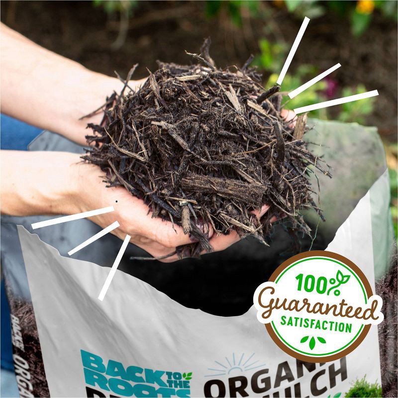 slide 7 of 12, Back to the Roots 20lbs Organic Premium Mulch Natural Hardwood Brown: Weed Control, Moisture Retention, 20 lb