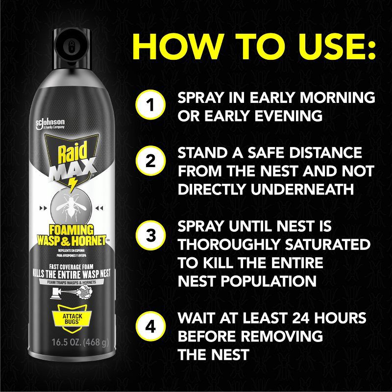 slide 6 of 13, Raid Max Foaming Wasp and Hornet Bug Spray - 16.5oz, 16.5 oz
