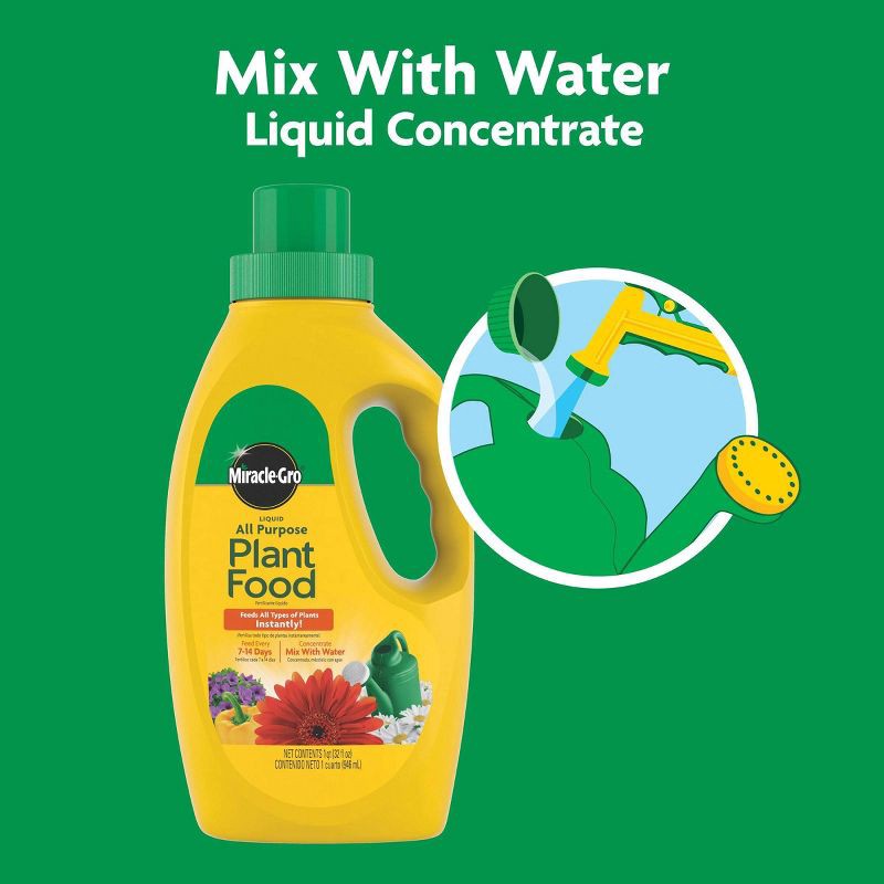 slide 4 of 10, Miracle-Gro 32oz Liquid All Purpose Plant Food Concentrate, 32 oz