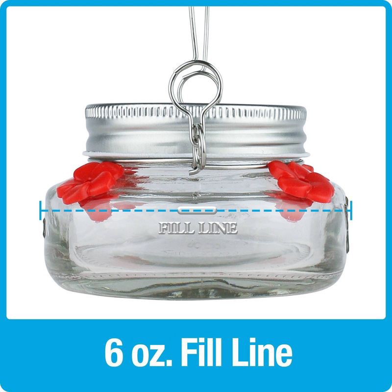 slide 7 of 9, Nature's Way Bird Products 6oz Mason Jar Hummingbird Glass Feeder 2.5", 6 oz