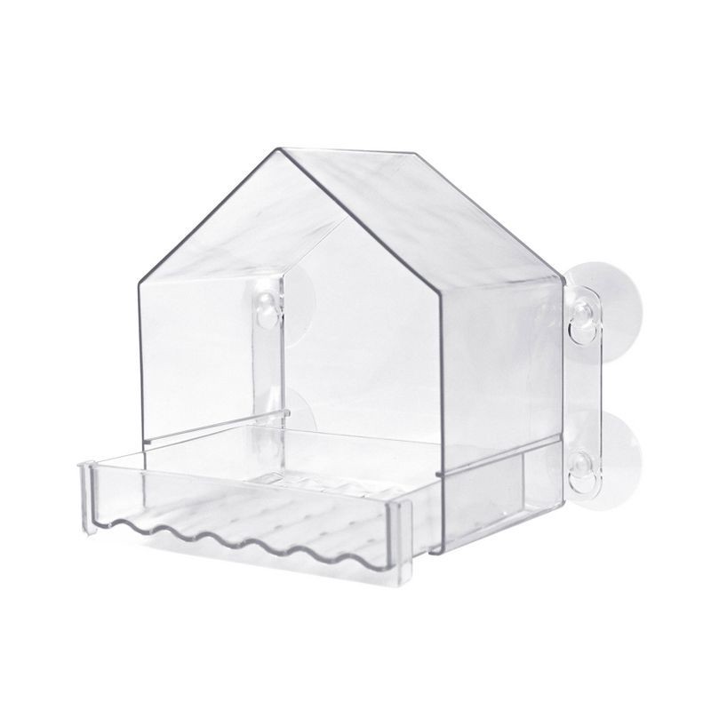 slide 2 of 8, Nature's Way Bird Products 2 Cup Clear View Plastic Window Bird Feeder 6.75": Suction Cup Mount, Shatterproof, 1 ct