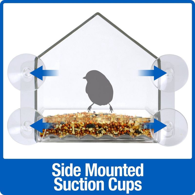 slide 7 of 8, Nature's Way Bird Products 2 Cup Clear View Plastic Window Bird Feeder 6.75": Suction Cup Mount, Shatterproof, 1 ct