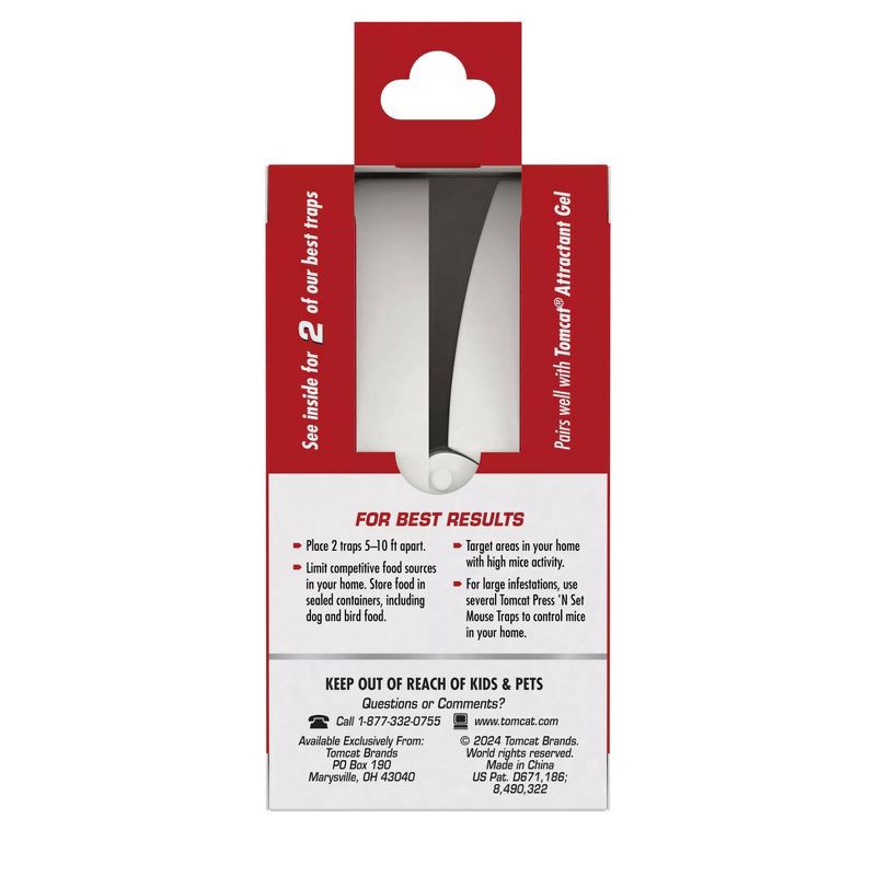 slide 2 of 9, Tomcat 2pk Press 'N Set Mouse Trap: Easy-to-Use, No Assembly Required, Indoor & Outdoor Rodent Control, 2 ct