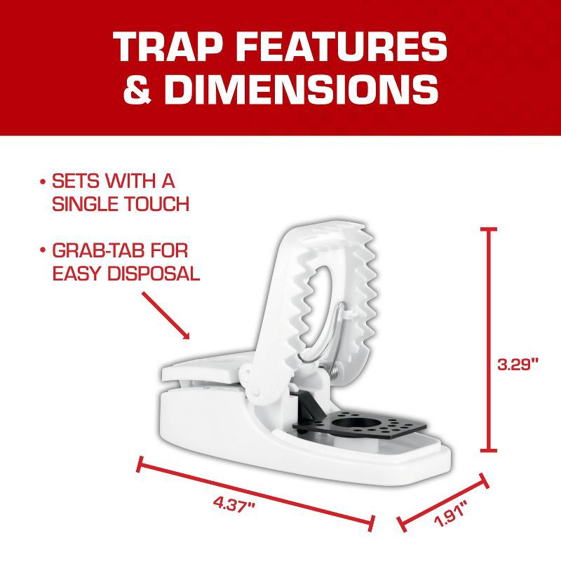 slide 6 of 9, Tomcat 2pk Press 'N Set Mouse Trap: Easy-to-Use, No Assembly Required, Indoor & Outdoor Rodent Control, 2 ct