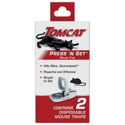 Tomcat 2pk Press 'N Set Mouse Trap: Easy-to-Use, No Assembly Required, Indoor & Outdoor Rodent Control