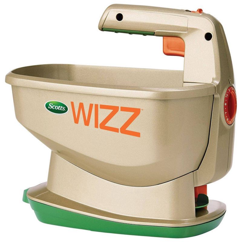 slide 2 of 7, Scotts Wizz Hand-Held Spreader: Battery-Operated Lawn & Garden Fertilizer Distributor, 0.5 Capacity, 1 ct