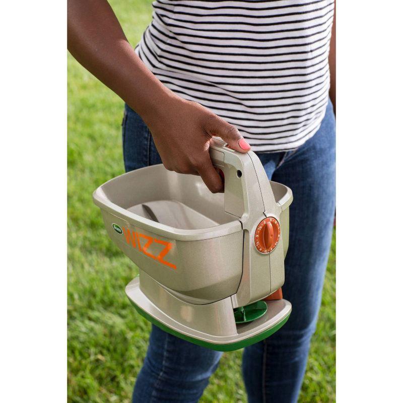 slide 3 of 7, Scotts Wizz Hand-Held Spreader: Battery-Operated Lawn & Garden Fertilizer Distributor, 0.5 Capacity, 1 ct