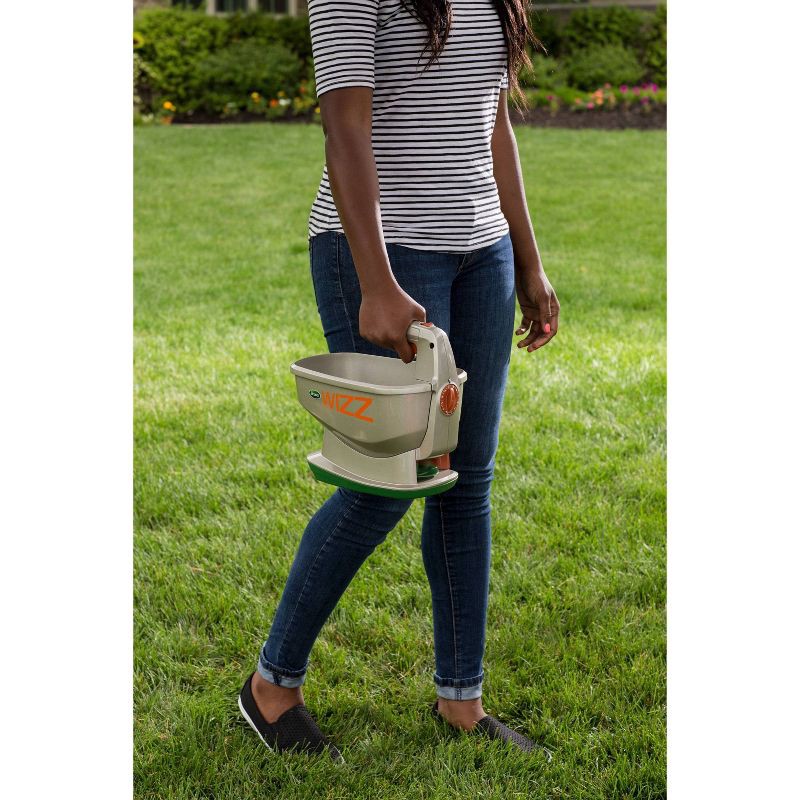 slide 6 of 7, Scotts Wizz Hand-Held Spreader: Battery-Operated Lawn & Garden Fertilizer Distributor, 0.5 Capacity, 1 ct
