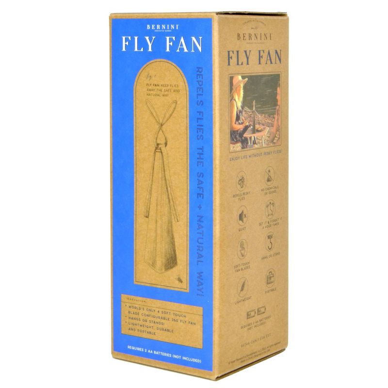 slide 2 of 6, BERNINI LG6752 Pattern Fly Fan: Outdoor Pest Deterrent, No Assembly, Protects Against Flying Insects, 1 ct