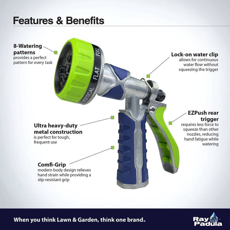 slide 4 of 17, Ray Padula Diamond Series Rear Trigger 8-Pattern Metal Nozzle: EZPush, Comfi-Grip, Leakproof, 1 ct