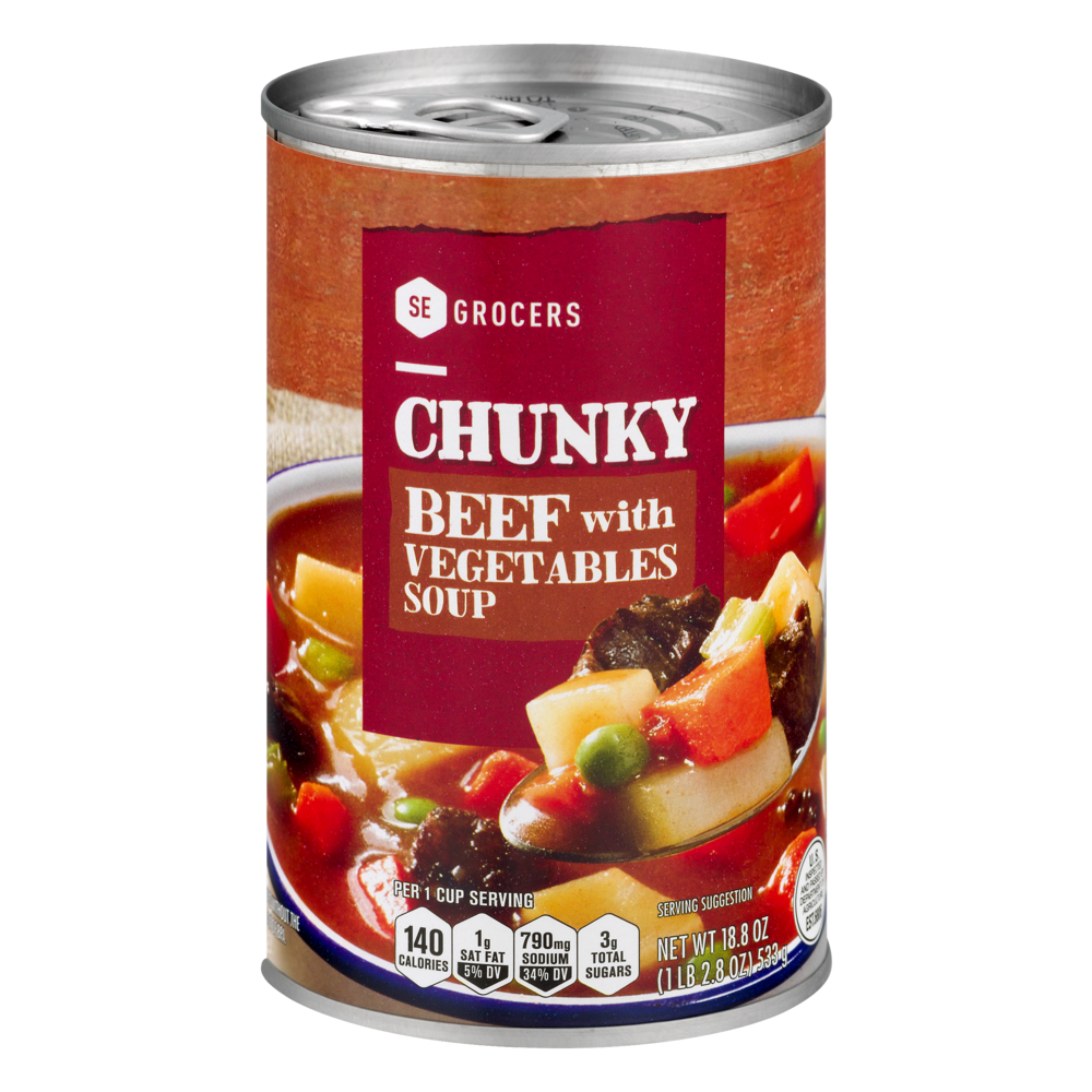 slide 1 of 1, SE Grocers Beef With Vegetables Soup Chunky, 18.8 oz
