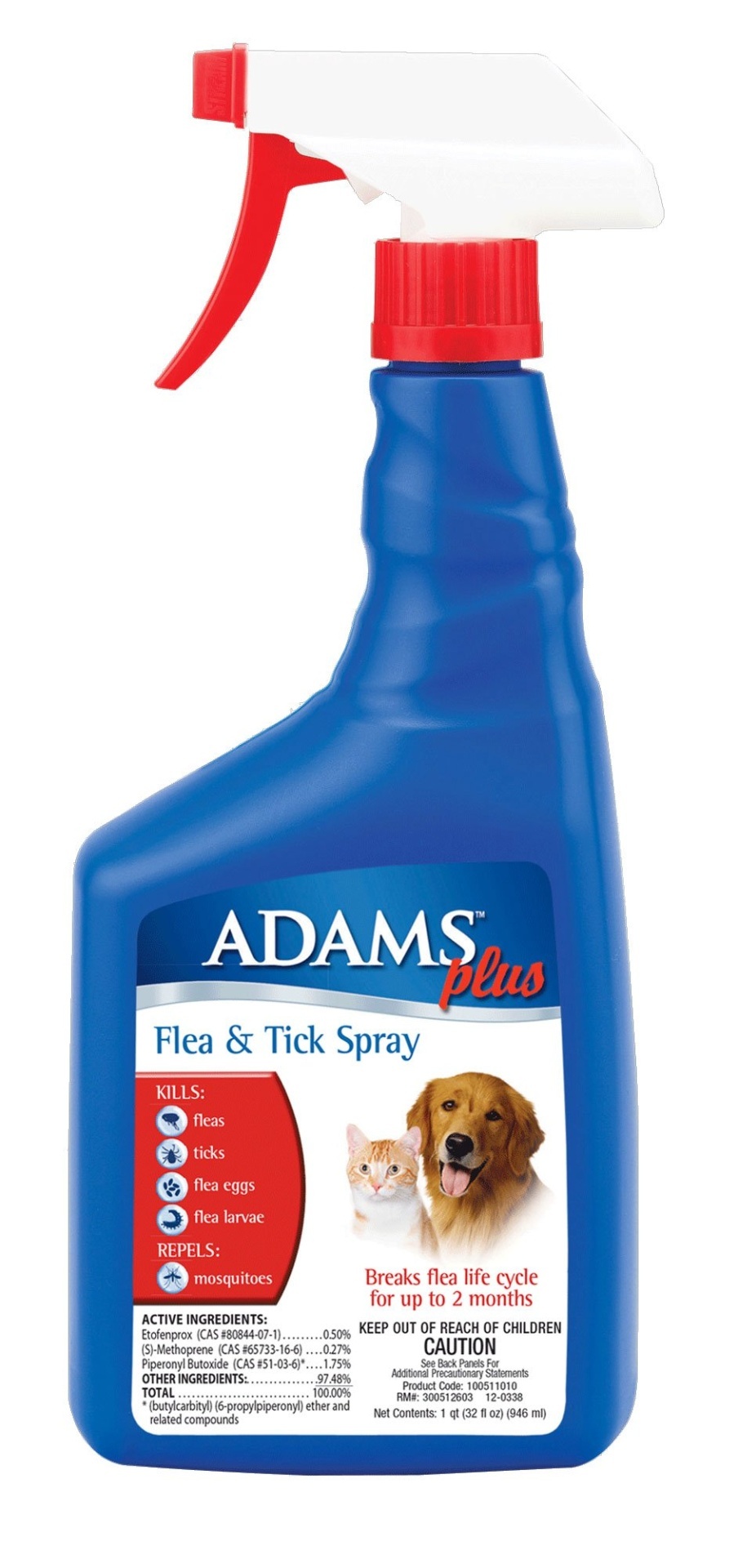 slide 1 of 1, Adams Plus Flea and Tick Spray for Cats and Dogs, 32 fl oz
