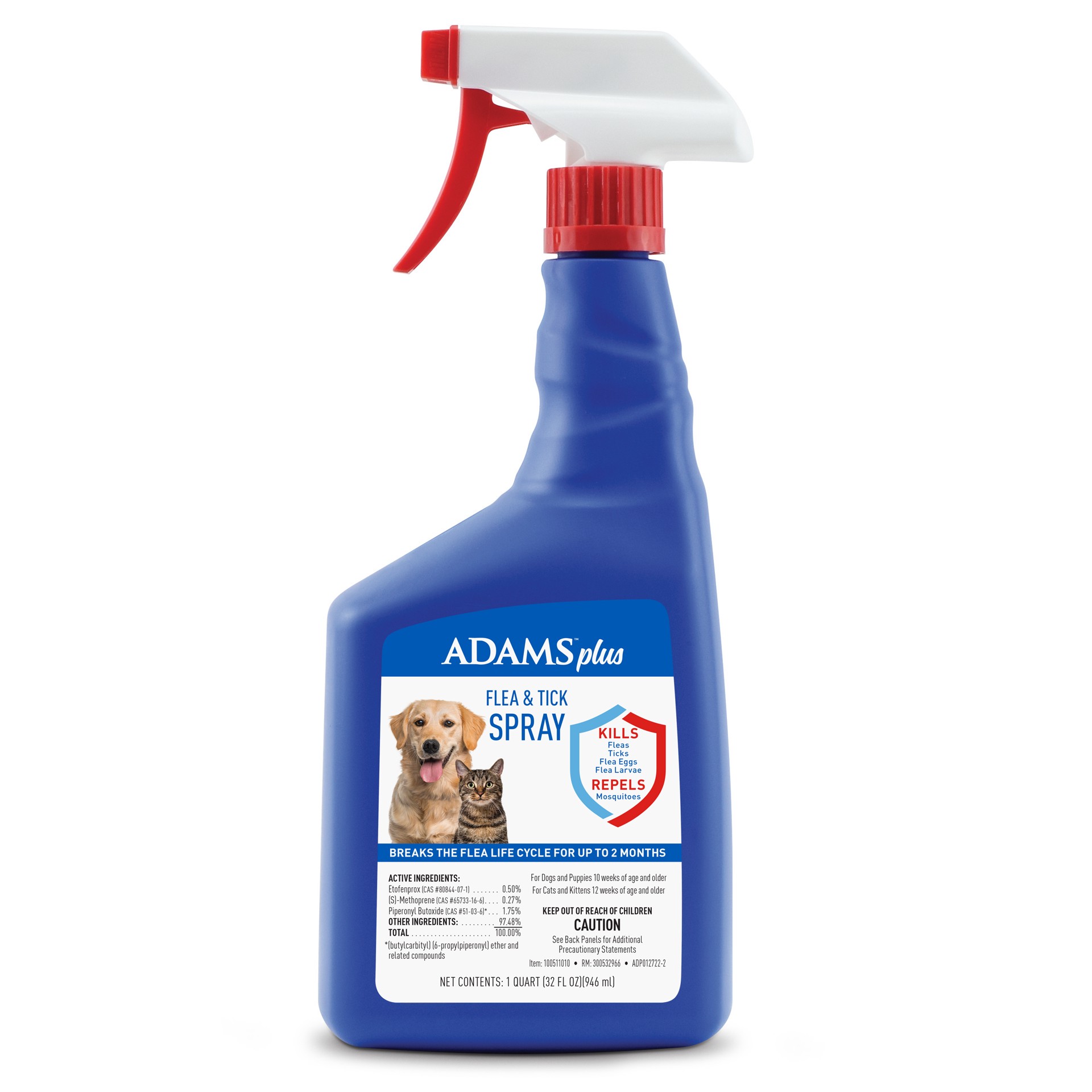 slide 1 of 10, Adams Plus Flea and Tick Spray for Cats and Dogs, 32 fl oz