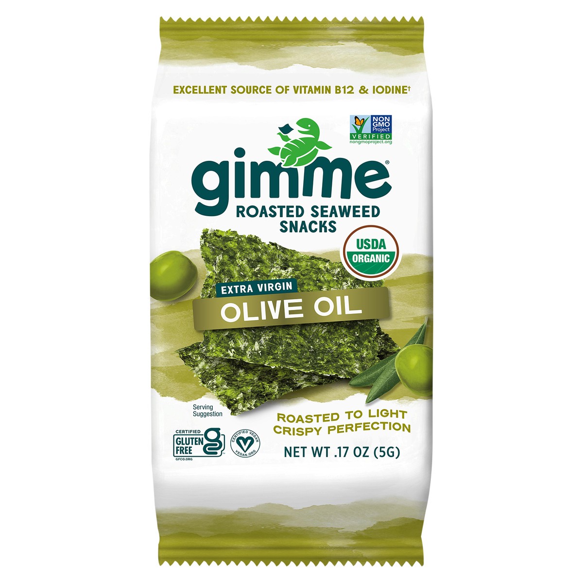 slide 1 of 7, gimMe Organic Roasted Extra Virgin Olive Oil Seaweed Snacks 0.17 oz, 0.17 oz