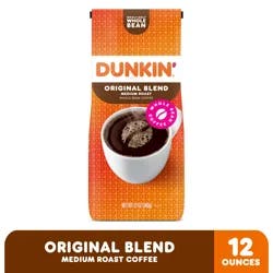Dunkin' Dunkin’ Original Blend Medium Roast Whole Bean Coffee, 12 Oz. Bag