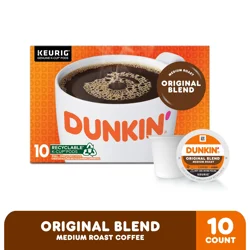 Dunkin' Dunkin’ Original Blend Medium Roast Coffee, Keurig K-Cup Pods, 10 Count Box