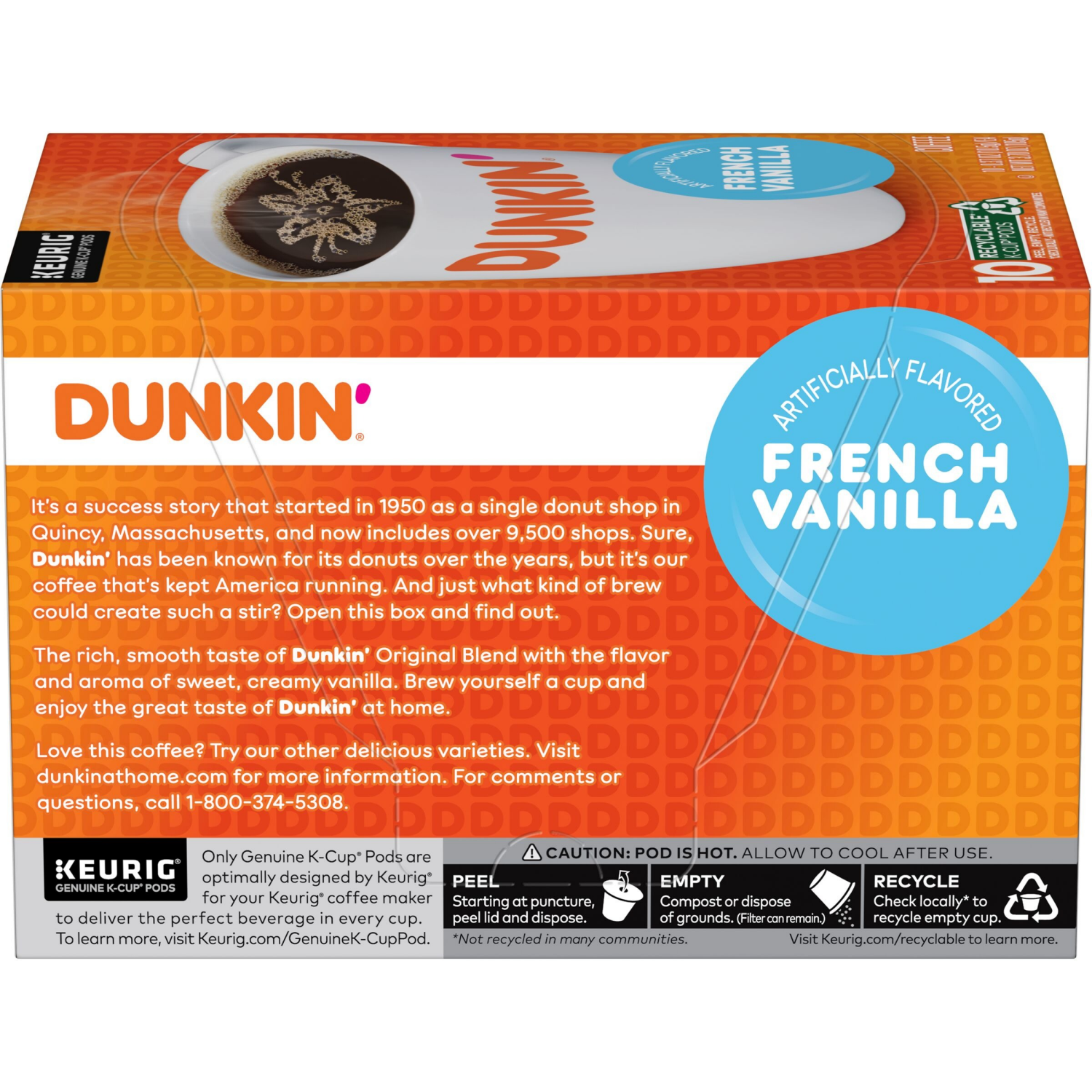 slide 4 of 7, Dunkin' French Vanilla Coffee K-Cups - 10 ct, 10 ct