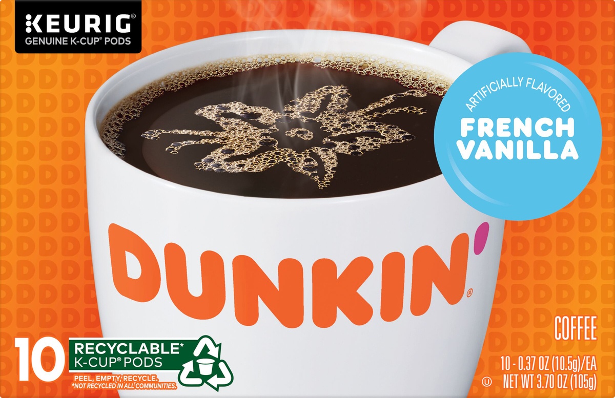 slide 3 of 9, Dunkin' French Vanilla Coffee K-Cups, 10 ct