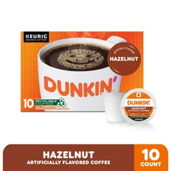 Dunkin' Dunkin’ Hazelnut Artificially Flavored Coffee, Keurig K-Cup Pods, 10 Count Box