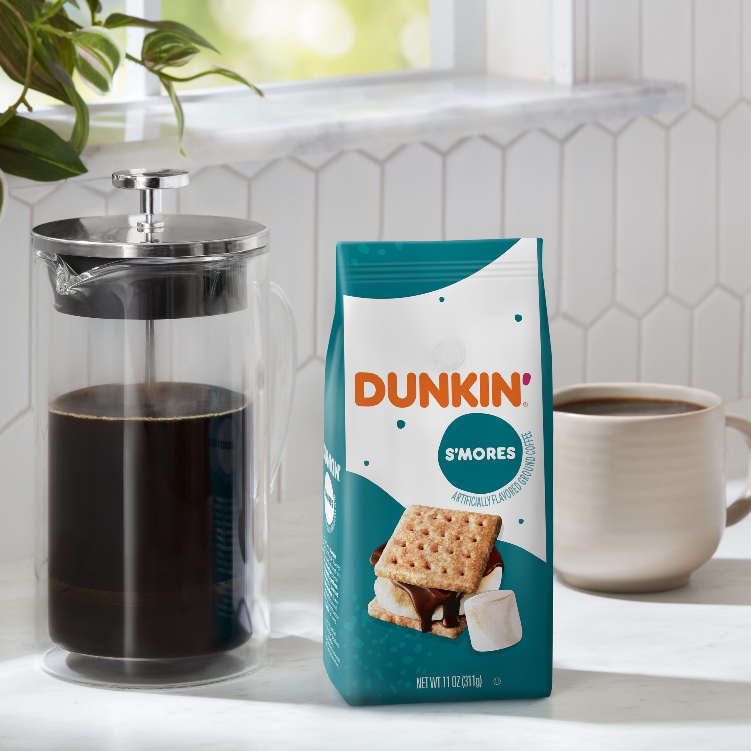 slide 5 of 8, Dunkin' Dunkin’ S’mores Artificially Flavored Ground Coffee, 11 oz. Bag, 11 oz