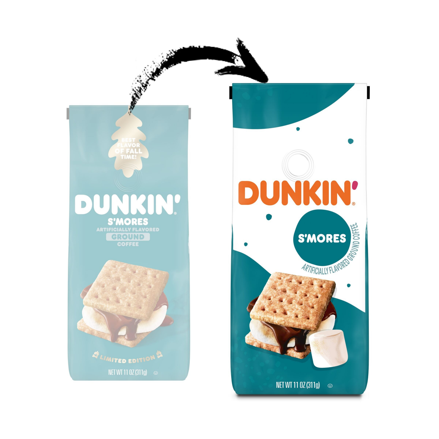 slide 6 of 8, Dunkin' Dunkin’ S’mores Artificially Flavored Ground Coffee, 11 oz. Bag, 11 oz