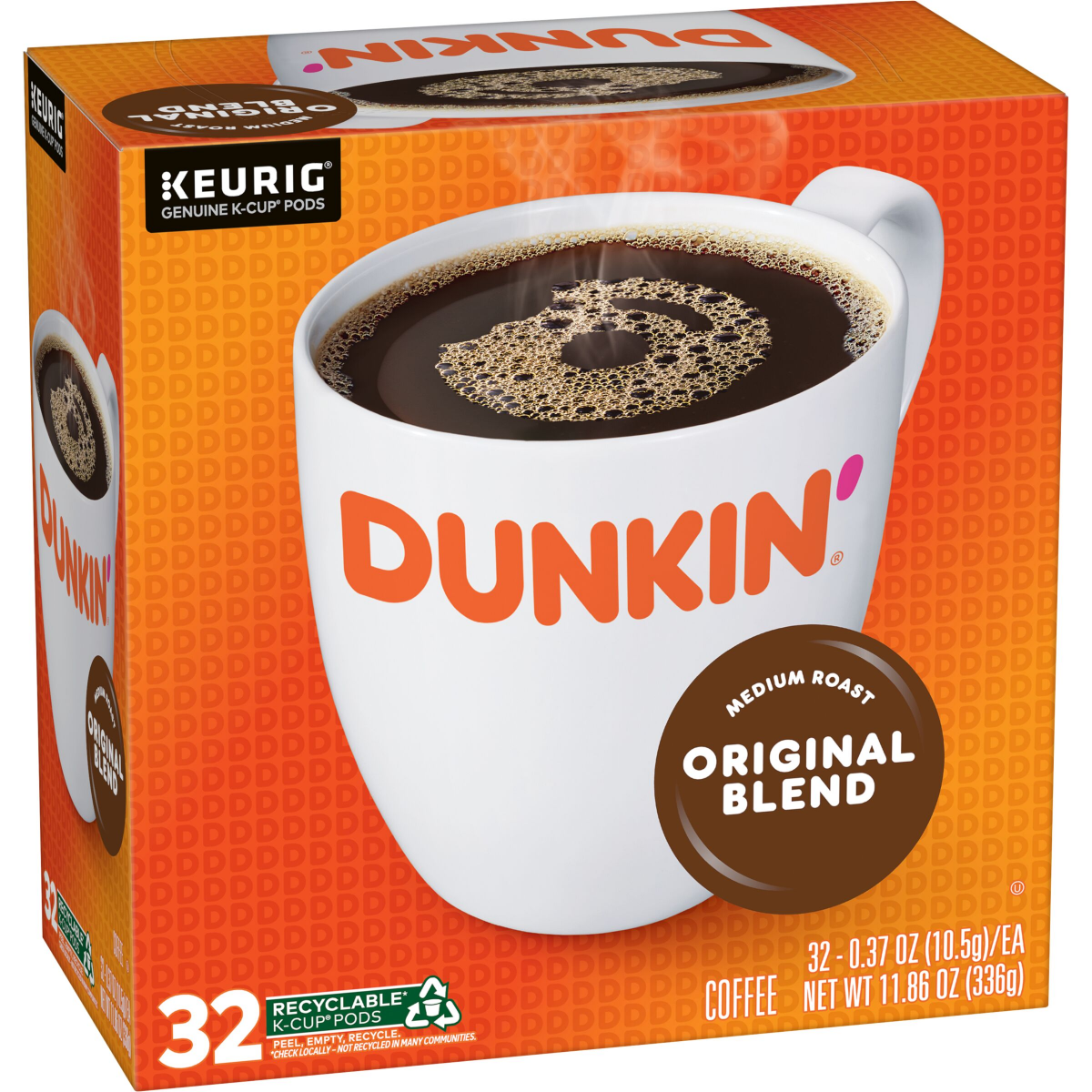 slide 3 of 5, Dunkin' Dunkin’ Original Blend Medium Roast Coffee, Keurig K-Cup Pods, 32 Count Box, 32 ct