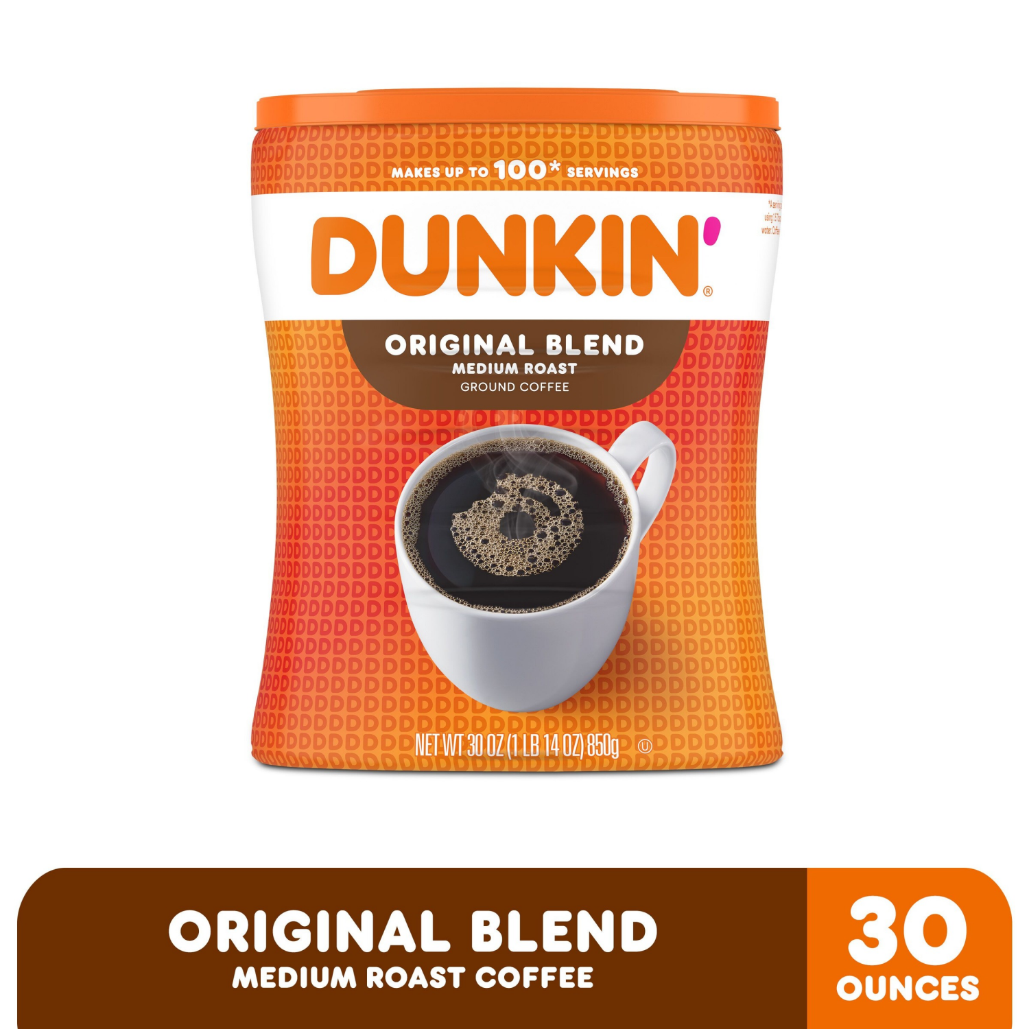 slide 1 of 7, Dunkin' Dunkin’ Original Blend Medium Roast Ground Coffee, 30 Oz. Canister, 30 oz