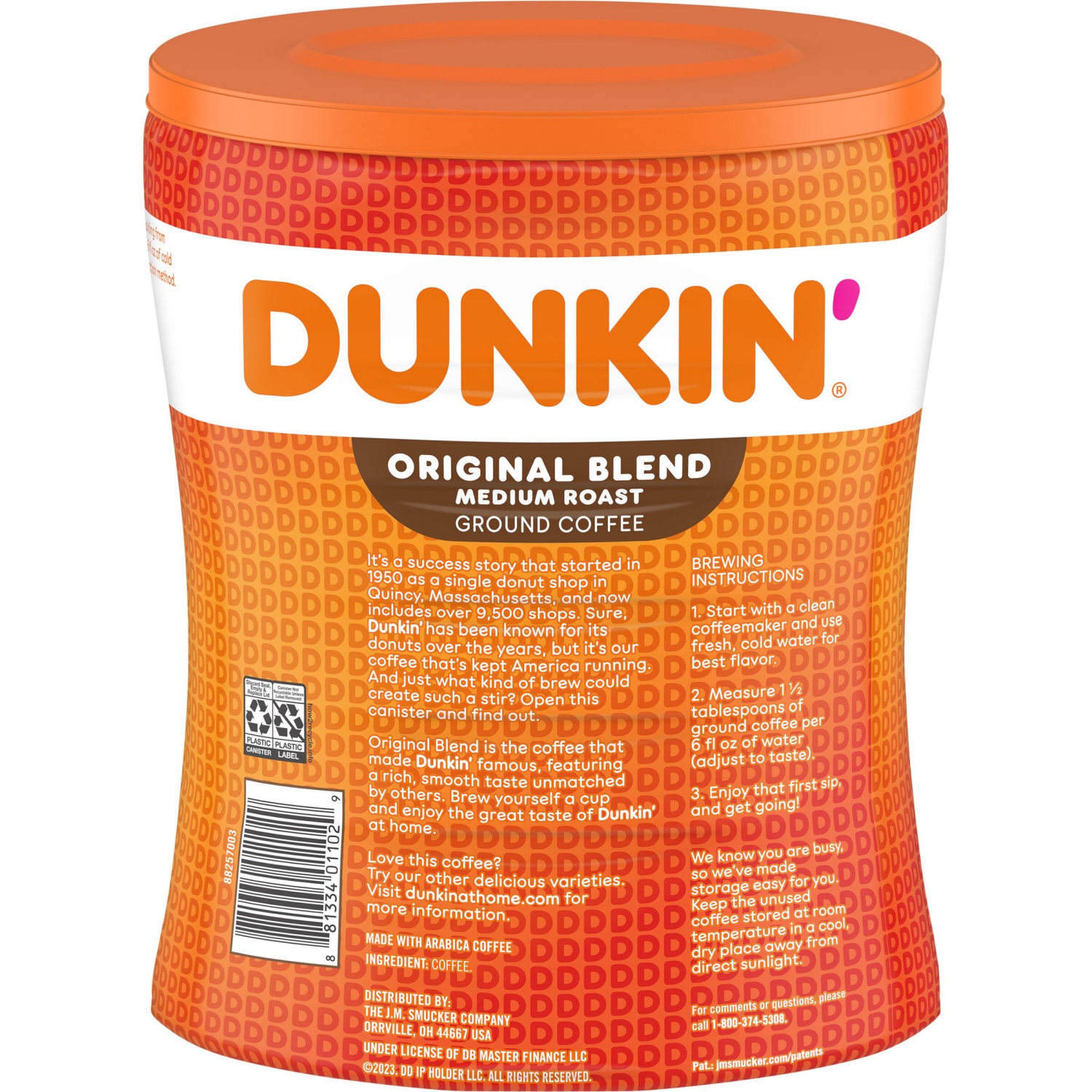 slide 4 of 7, Dunkin' Dunkin’ Original Blend Medium Roast Ground Coffee, 30 Oz. Canister, 30 oz