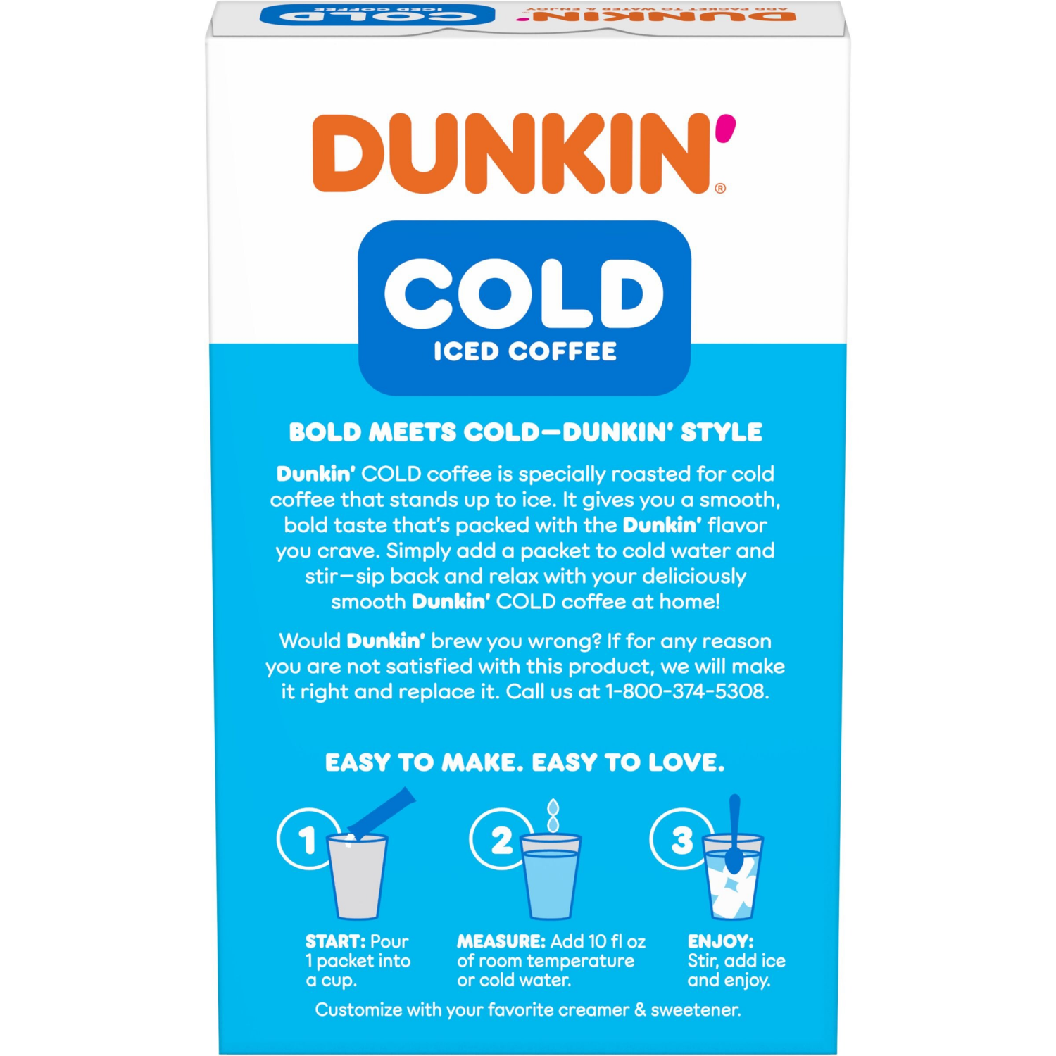 slide 3 of 6, Dunkin' Dunkin’ Cold Iced Coffee, Powdered Instant Coffee Packs, 6 count, 6 ct